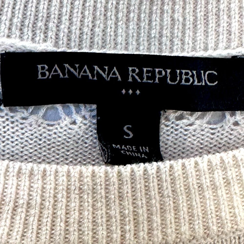 BANANA REPUBLIC Sweater Women Small (S) Beige Cut Out 3/4 Sleeve Ladies - Picture 3 of 11